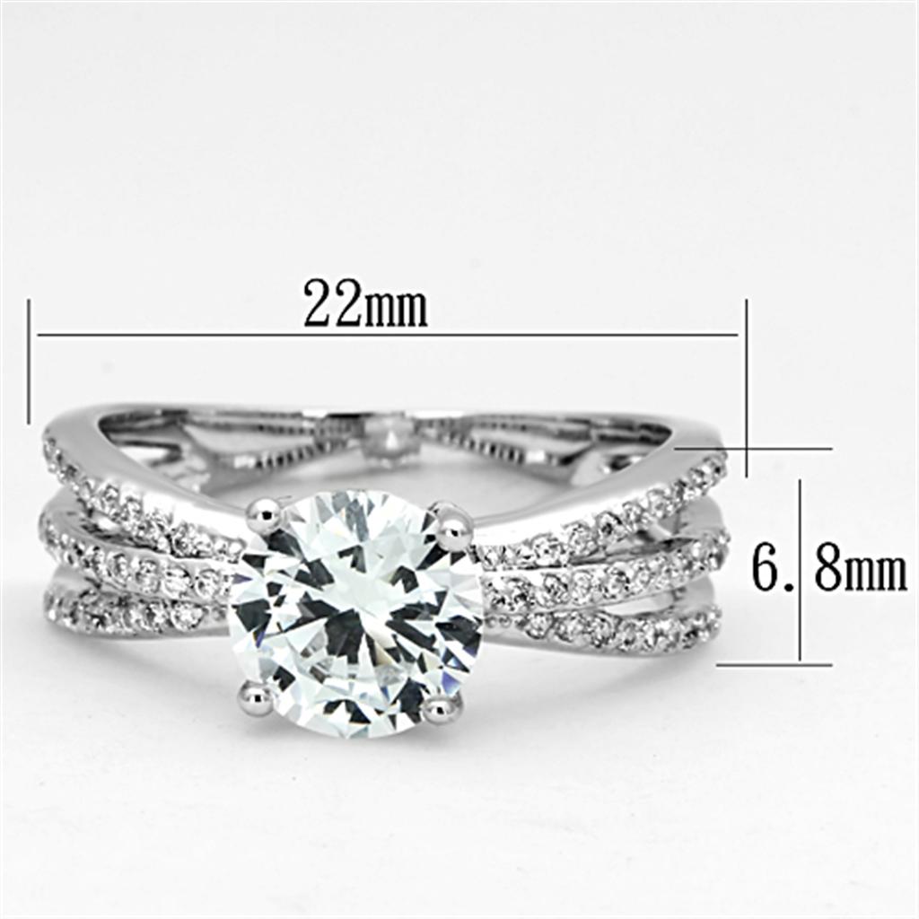 MA3W478 - Rhodium Brass Ring with AAA Grade CZ in Clear