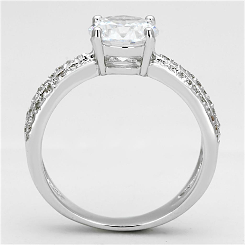 MA3W478 - Rhodium Brass Ring with AAA Grade CZ in Clear