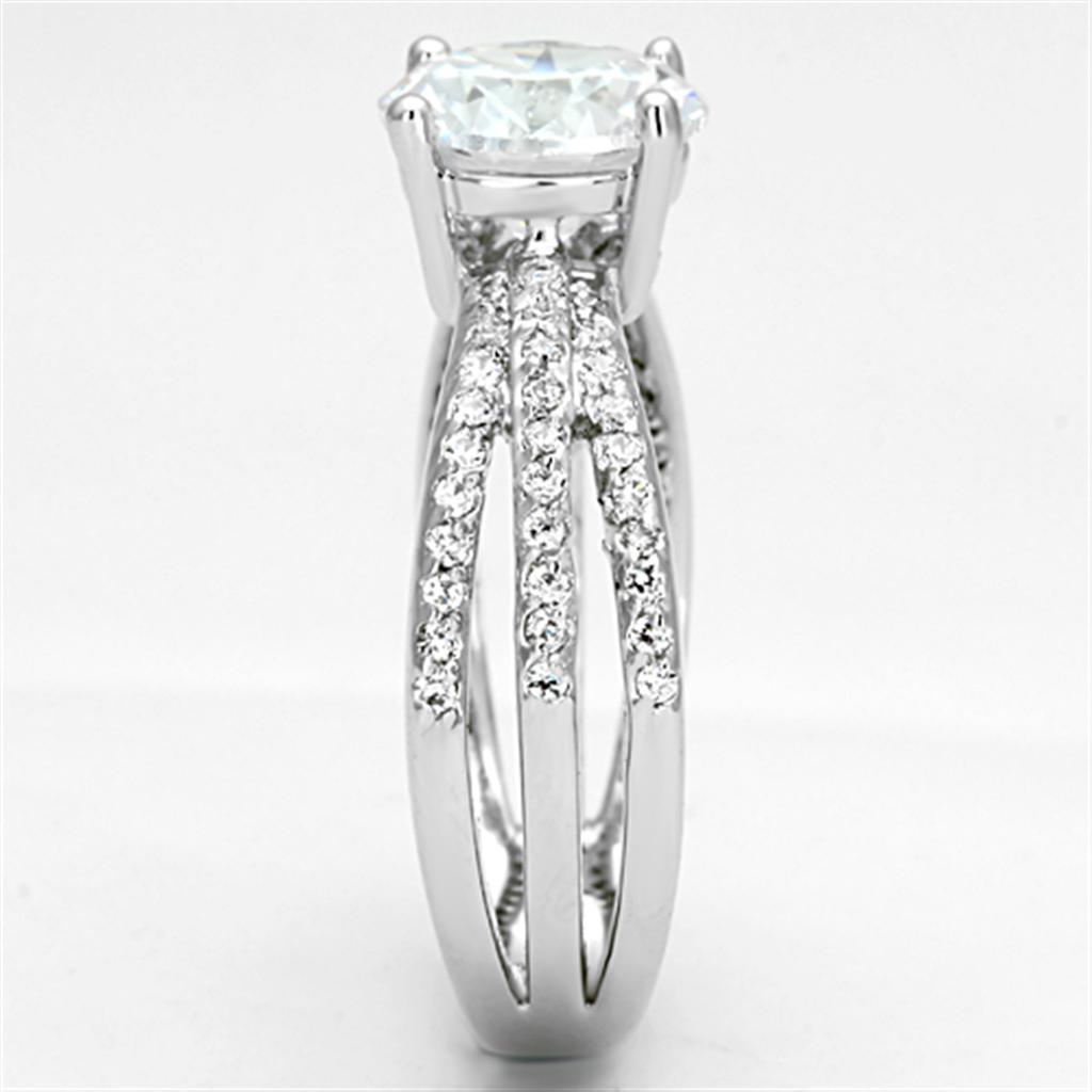MA3W478 - Rhodium Brass Ring with AAA Grade CZ in Clear