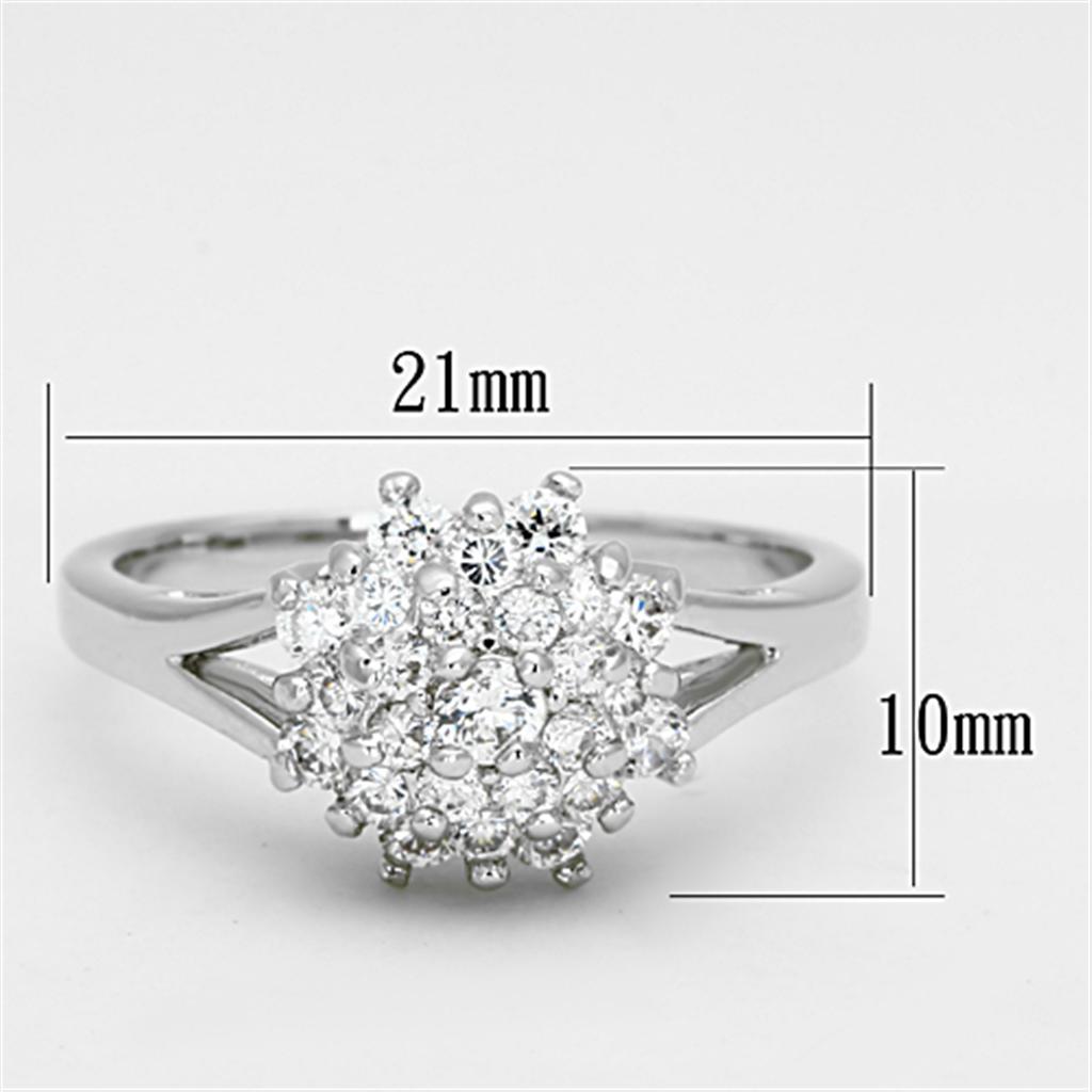 MA3W479 - Rhodium Brass Ring with AAA Grade CZ in Clear