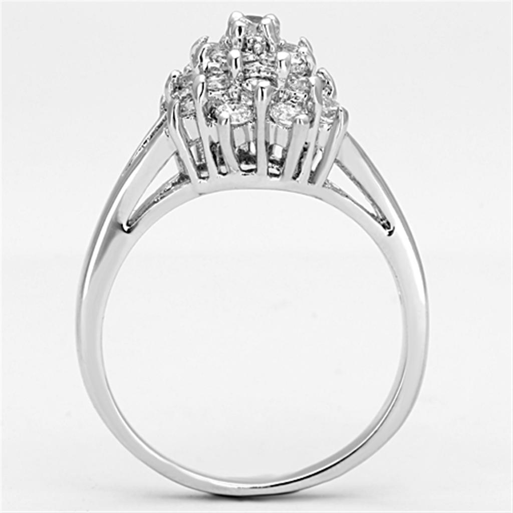 MA3W479 - Rhodium Brass Ring with AAA Grade CZ in Clear