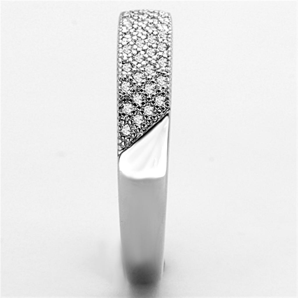 MA3W482 - Rhodium Brass Ring with AAA Grade CZ in Clear