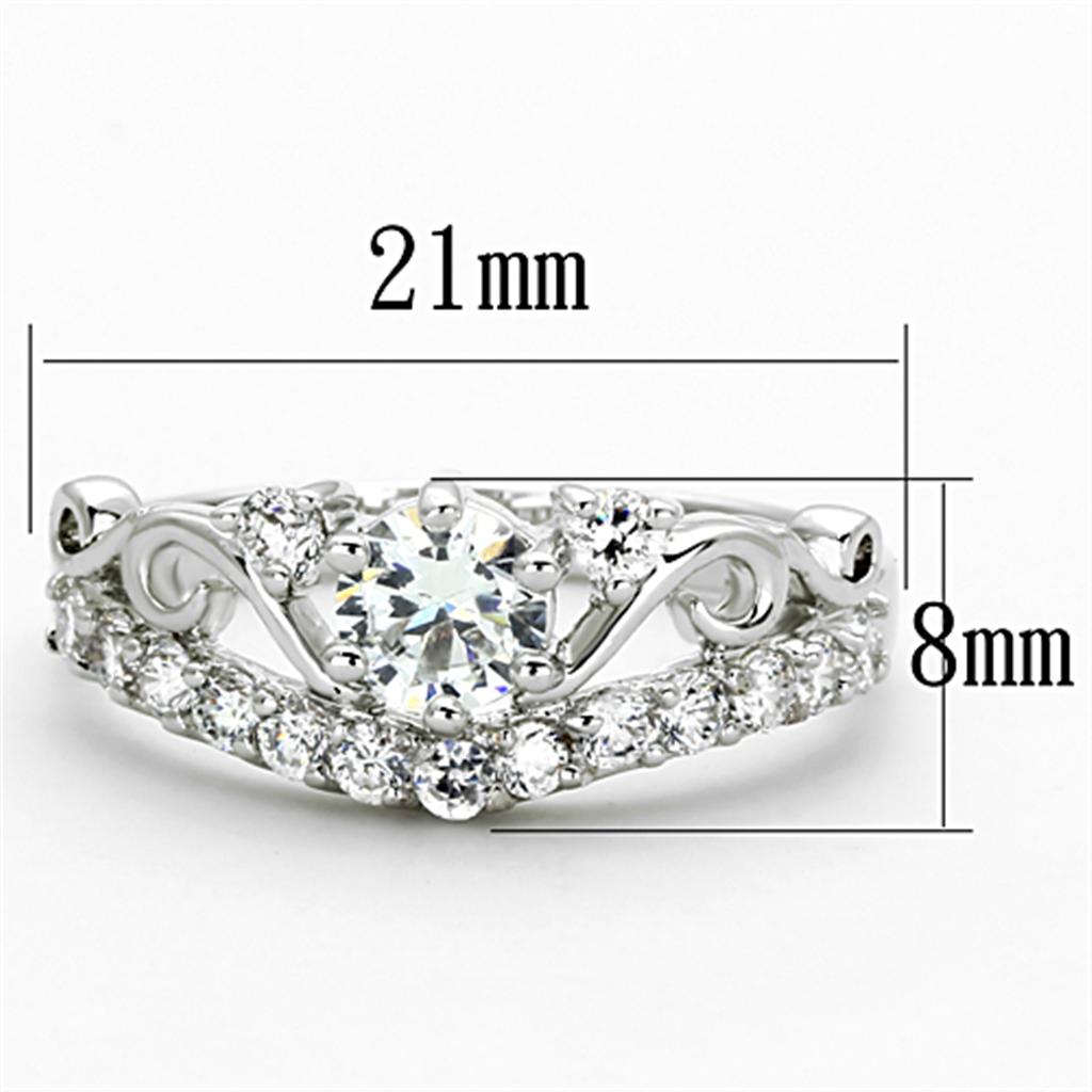 MA3W483 - Rhodium Brass Ring with Top Grade Crystal in Clear