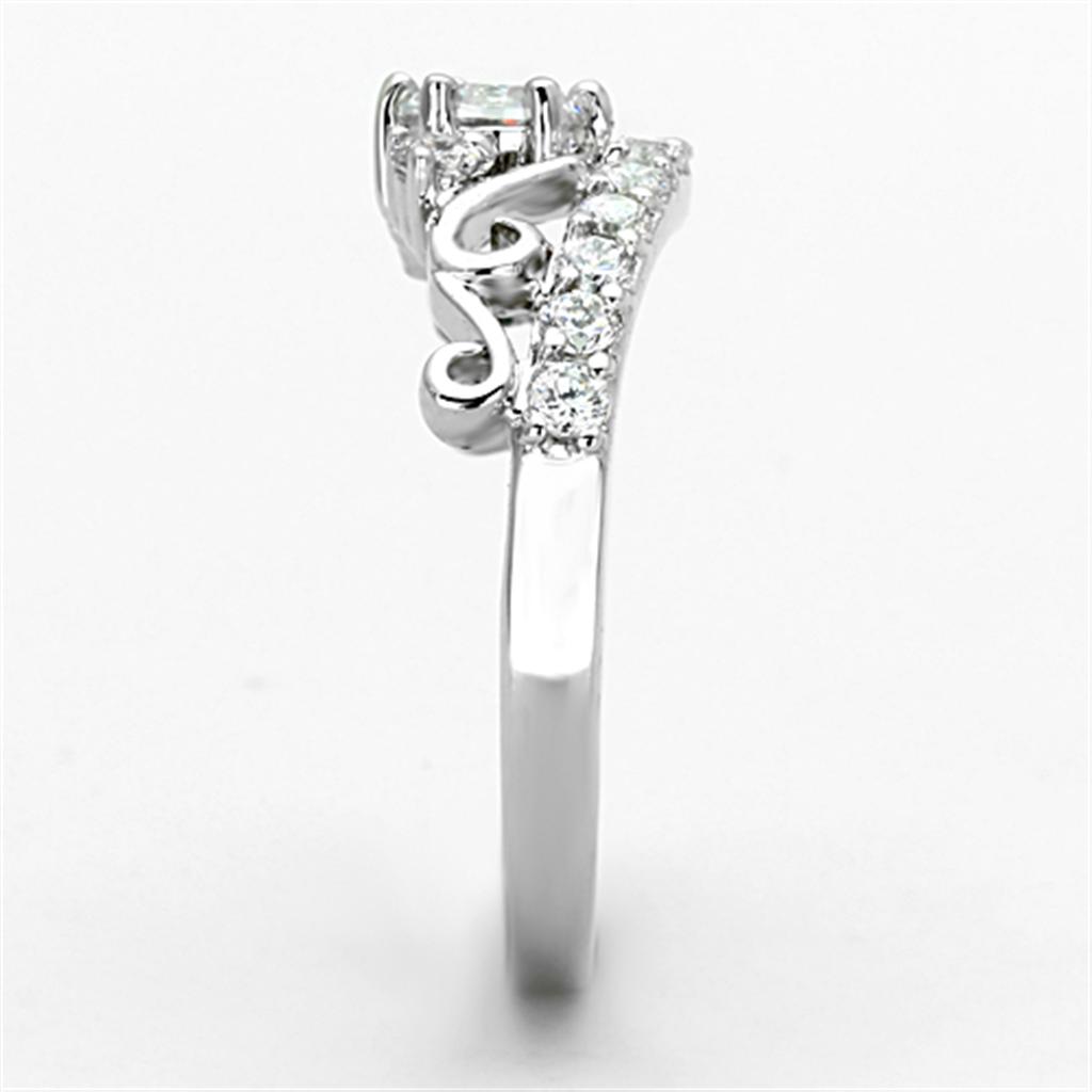 MA3W483 - Rhodium Brass Ring with Top Grade Crystal in Clear