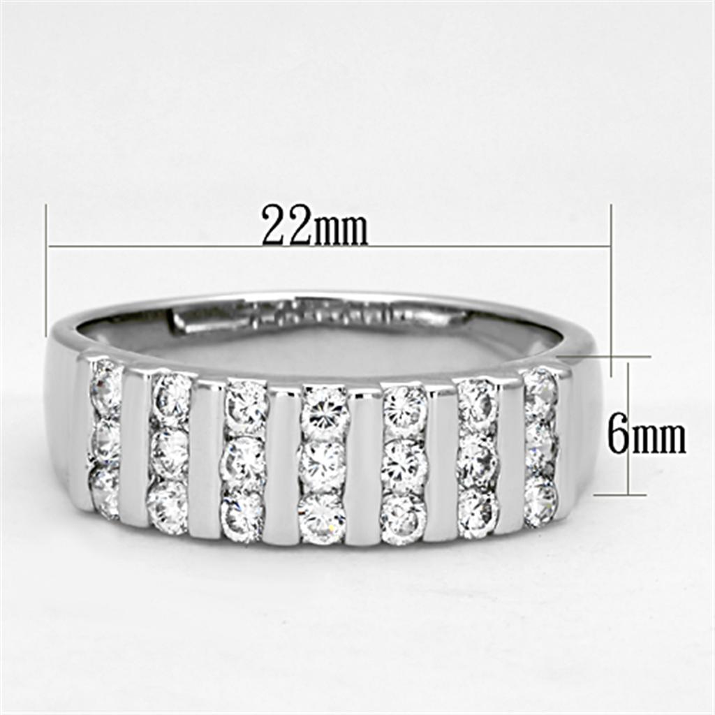 MA3W488 - Rhodium Brass Ring with AAA Grade CZ in Clear