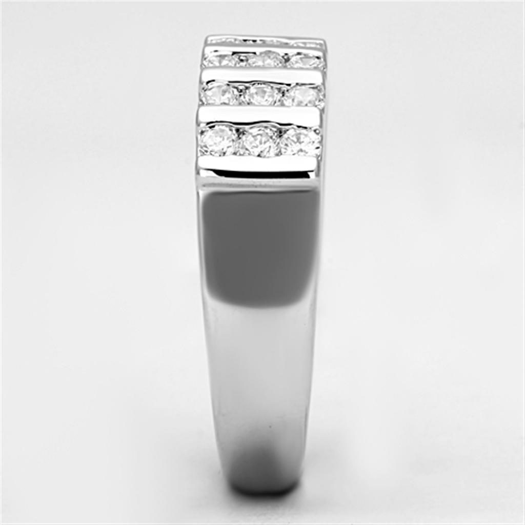 MA3W488 - Rhodium Brass Ring with AAA Grade CZ in Clear