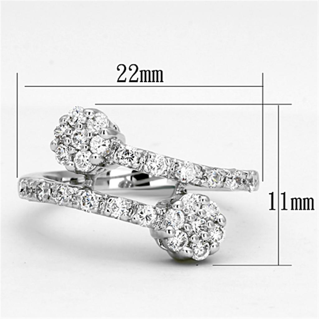 MA3W490 - Rhodium Brass Ring with AAA Grade CZ in Clear