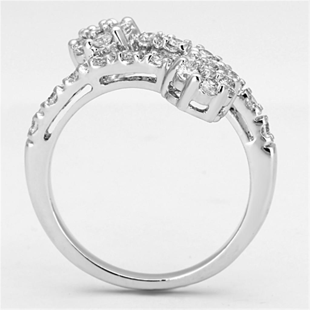 MA3W490 - Rhodium Brass Ring with AAA Grade CZ in Clear