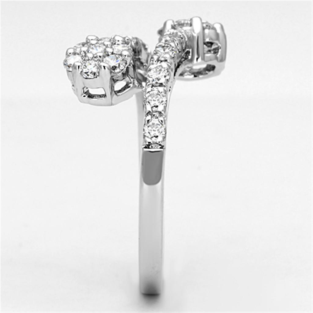 MA3W490 - Rhodium Brass Ring with AAA Grade CZ in Clear