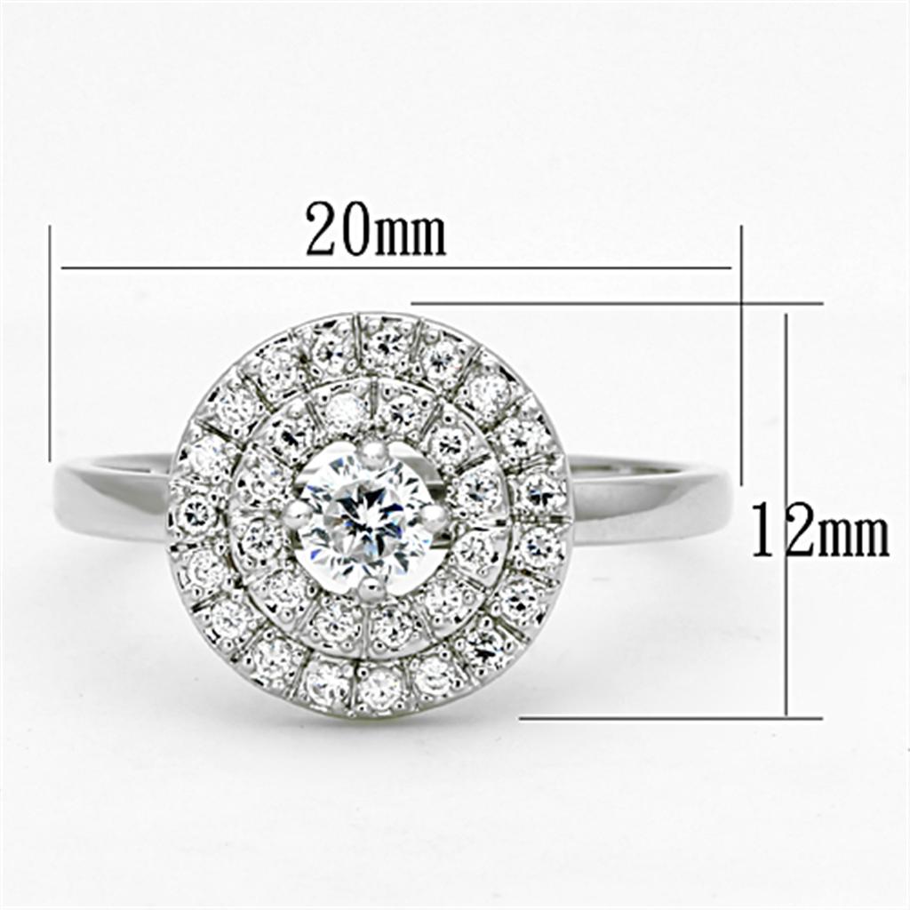 MA3W493 - Rhodium Brass Ring with AAA Grade CZ in Clear