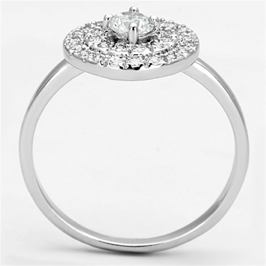 MA3W493 - Rhodium Brass Ring with AAA Grade CZ in Clear