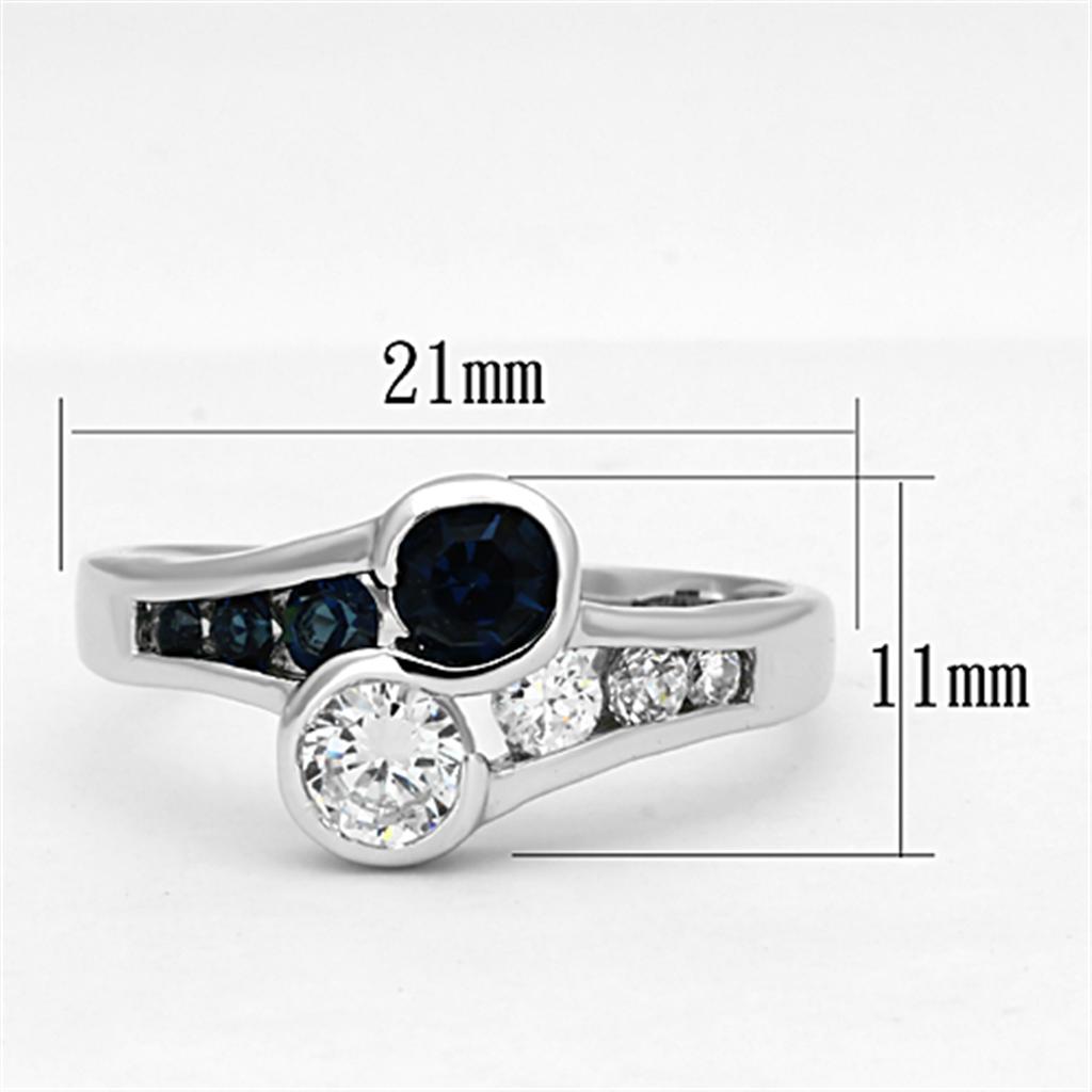 MA3W494 - Rhodium Brass Ring with Synthetic Synthetic Glass in Sapphire