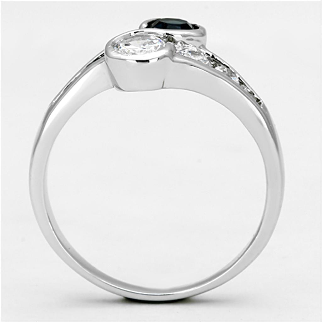 MA3W494 - Rhodium Brass Ring with Synthetic Synthetic Glass in Sapphire