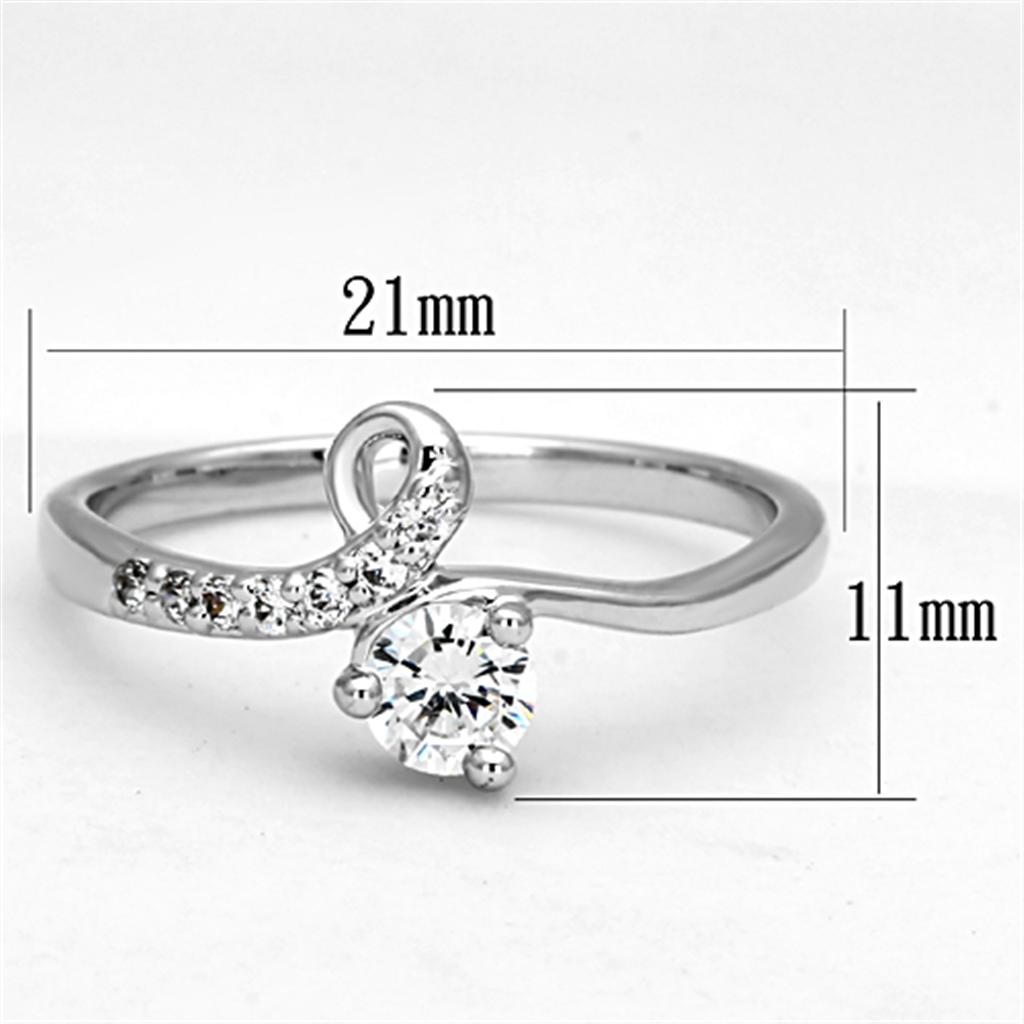 MA3W497 - Rhodium Brass Ring with AAA Grade CZ in Clear