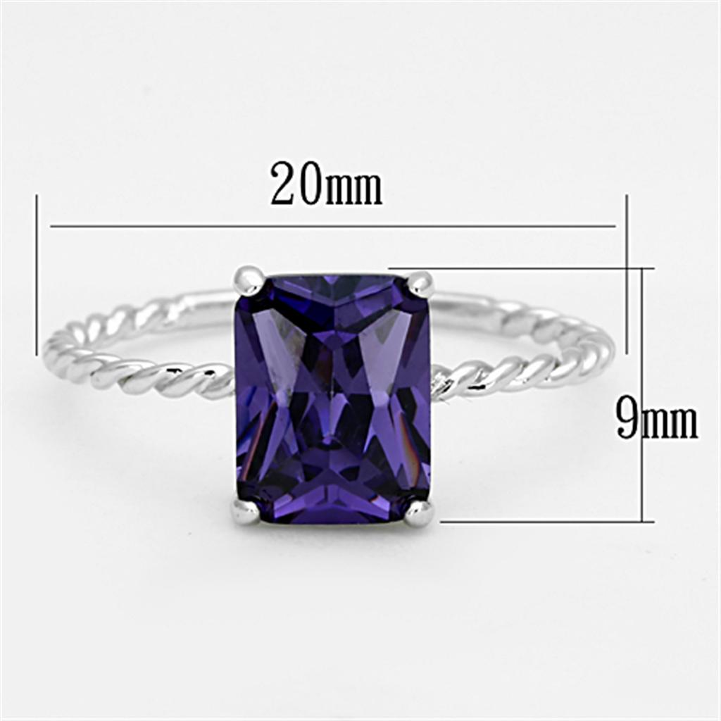 MA3W498 - Rhodium Brass Ring with AAA Grade CZ in Amethyst