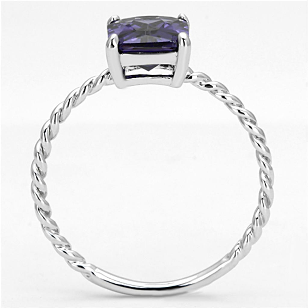 MA3W498 - Rhodium Brass Ring with AAA Grade CZ in Amethyst