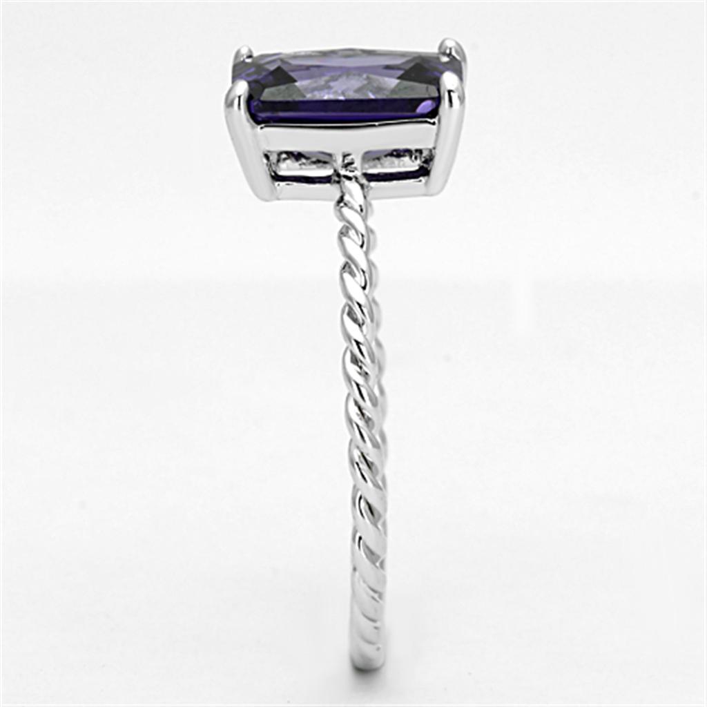 MA3W498 - Rhodium Brass Ring with AAA Grade CZ in Amethyst