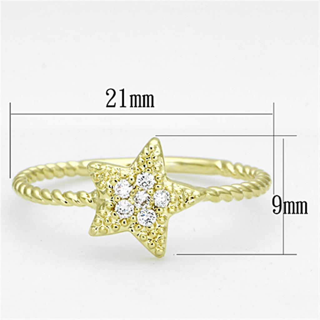 MA3W500 - Gold Brass Ring with AAA Grade CZ in Clear
