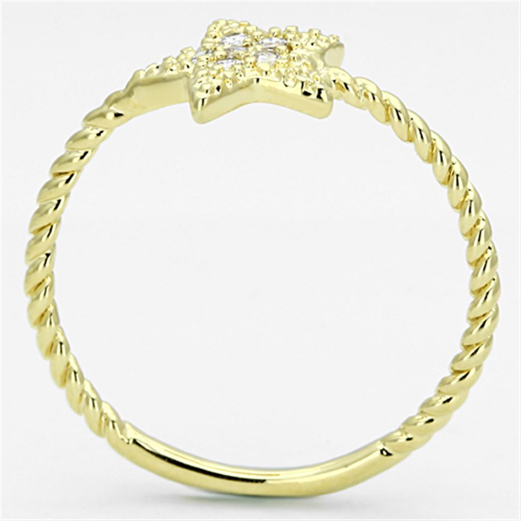 MA3W500 - Gold Brass Ring with AAA Grade CZ in Clear