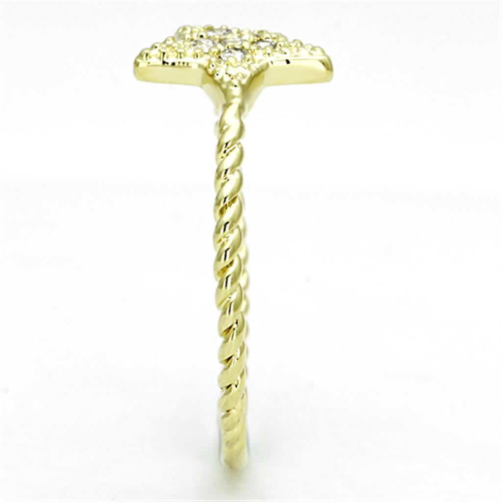 MA3W500 - Gold Brass Ring with AAA Grade CZ in Clear