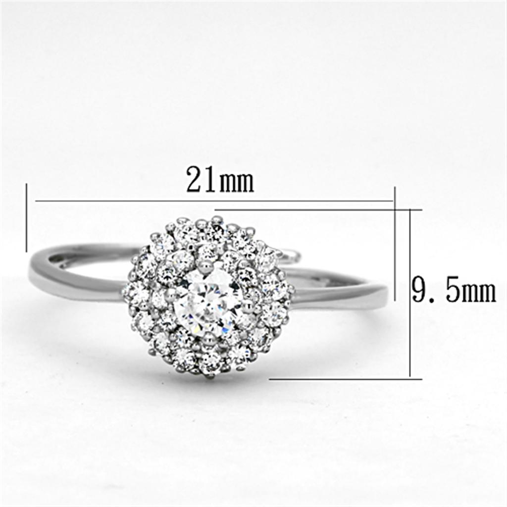 MA3W501 - Rhodium Brass Ring with AAA Grade CZ in Clear