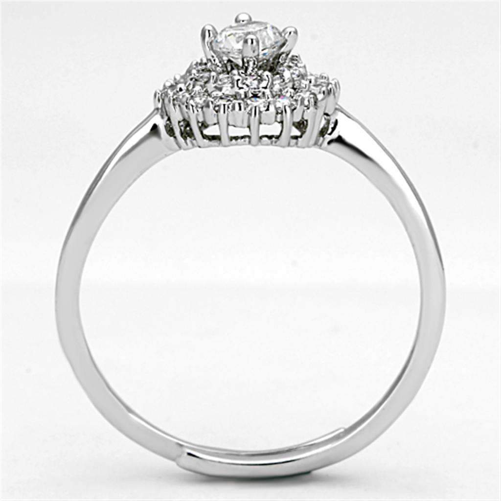 MA3W501 - Rhodium Brass Ring with AAA Grade CZ in Clear