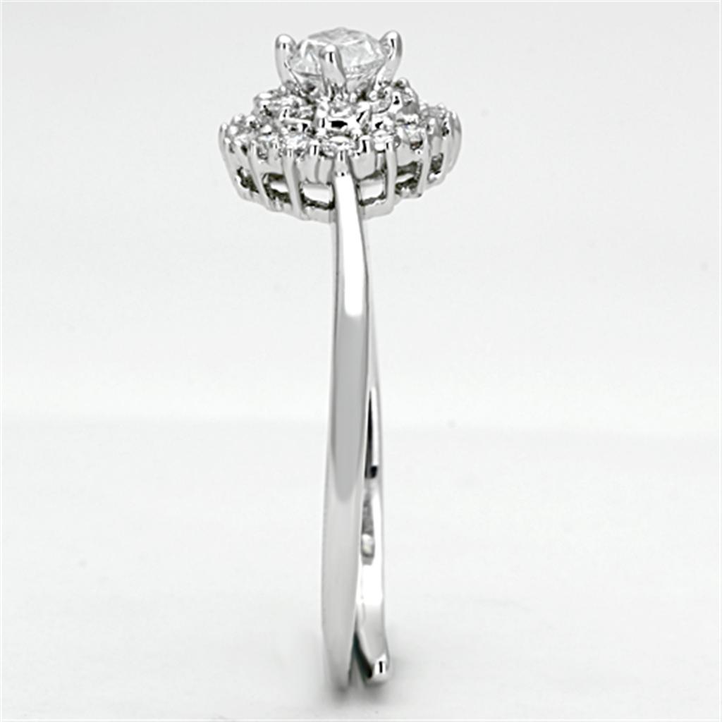 MA3W501 - Rhodium Brass Ring with AAA Grade CZ in Clear
