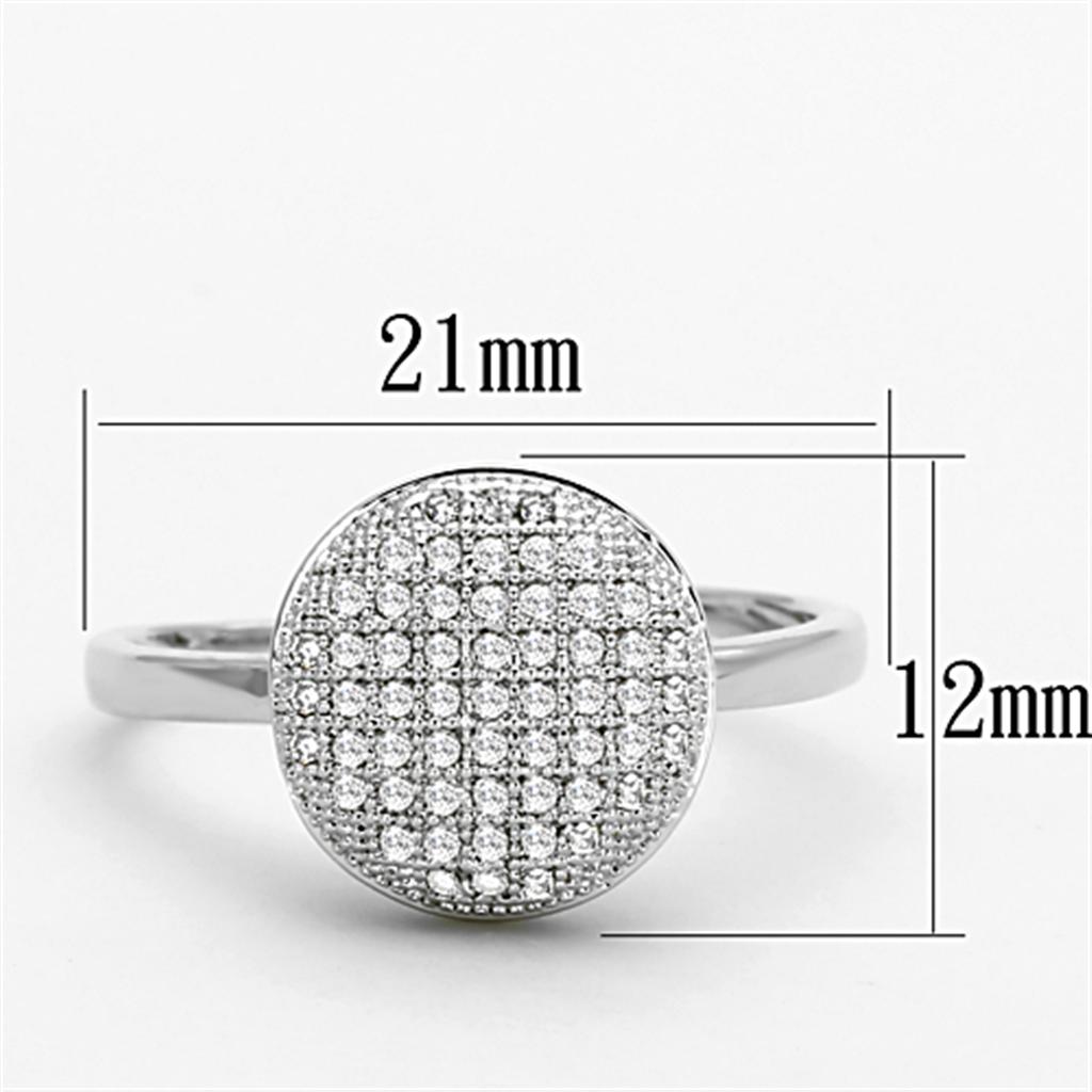 MA3W502 - Rhodium Brass Ring with AAA Grade CZ in Clear