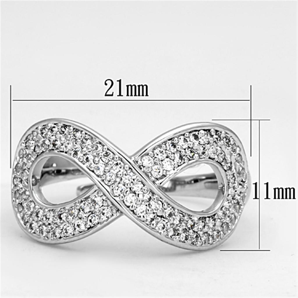 MA3W503 - Rhodium Brass Ring with AAA Grade CZ in Clear