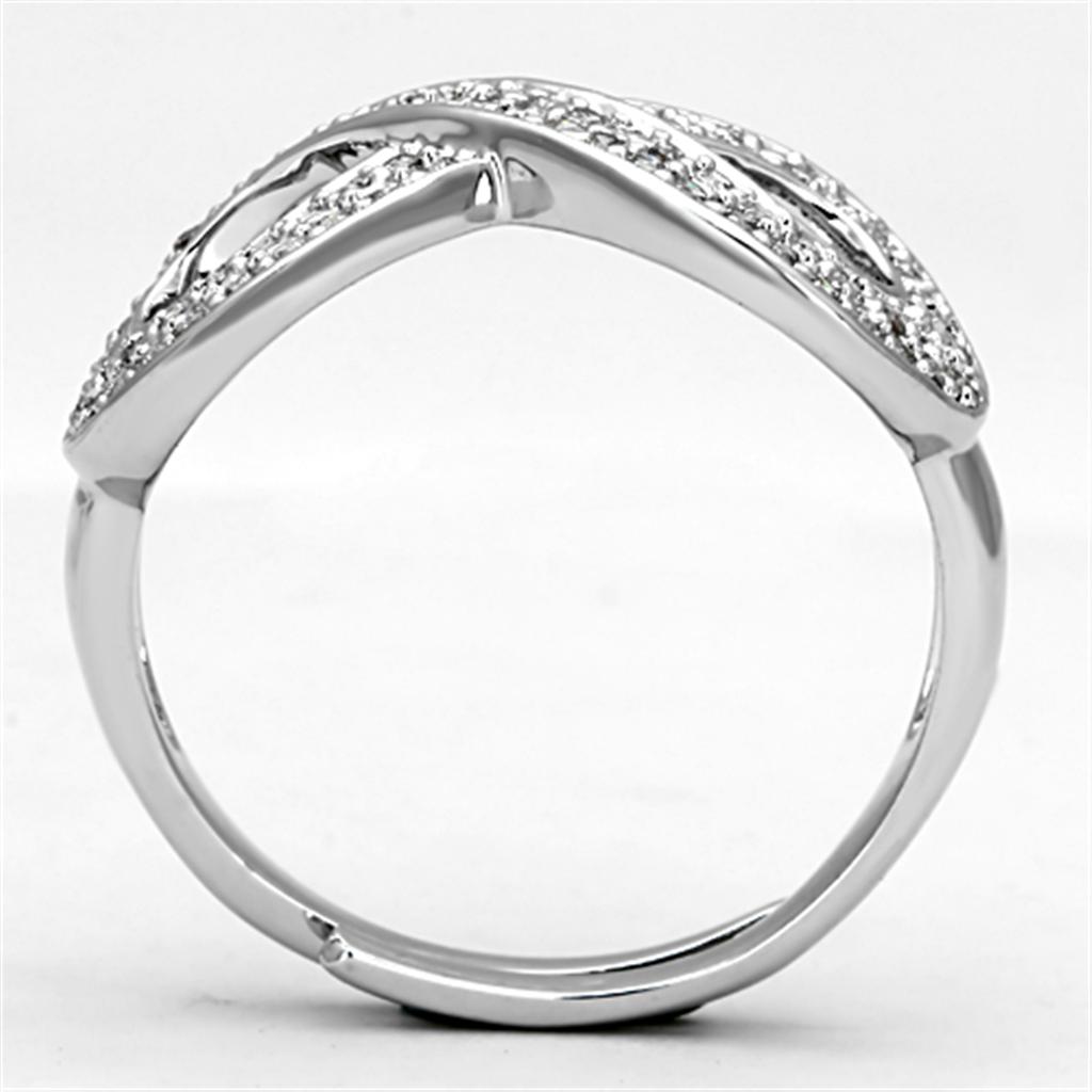 MA3W503 - Rhodium Brass Ring with AAA Grade CZ in Clear