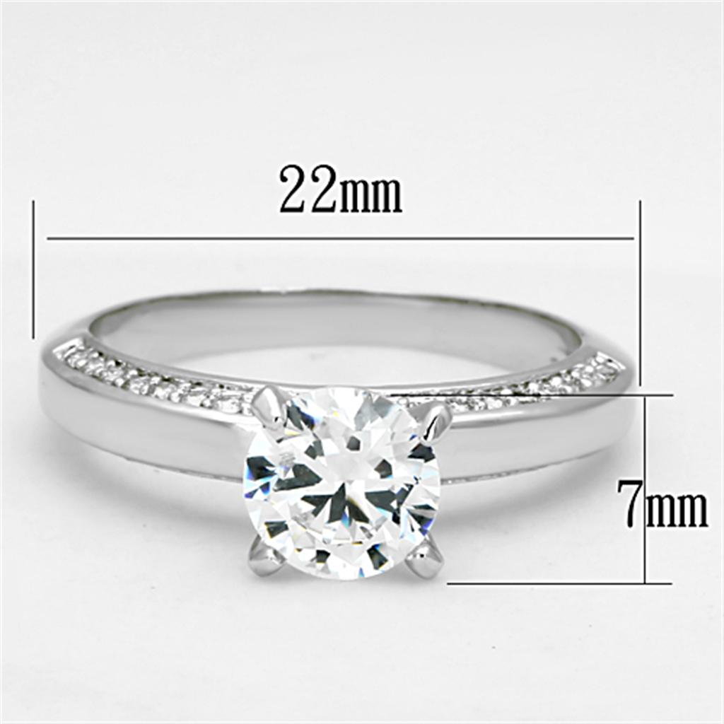 MA3W504 - Rhodium Brass Ring with AAA Grade CZ in Clear