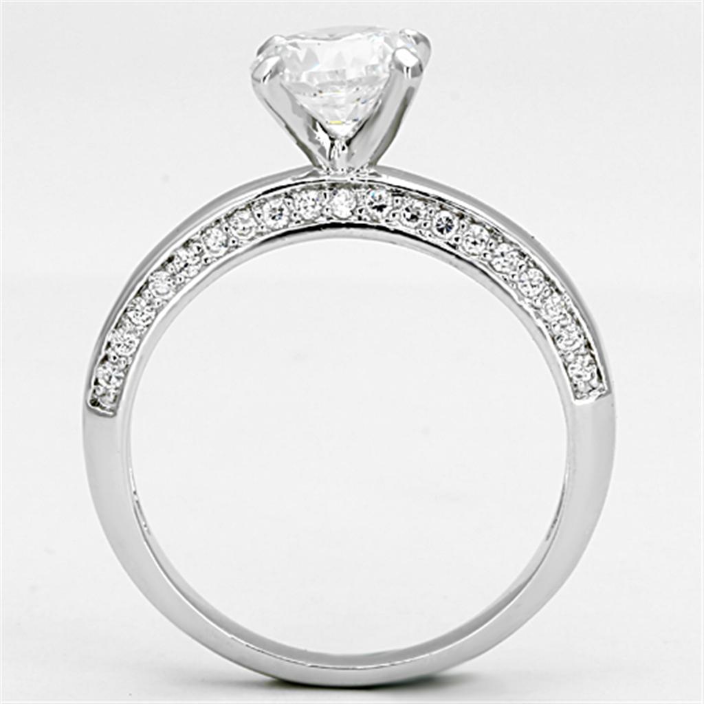 MA3W504 - Rhodium Brass Ring with AAA Grade CZ in Clear