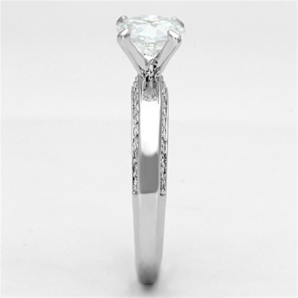 MA3W504 - Rhodium Brass Ring with AAA Grade CZ in Clear
