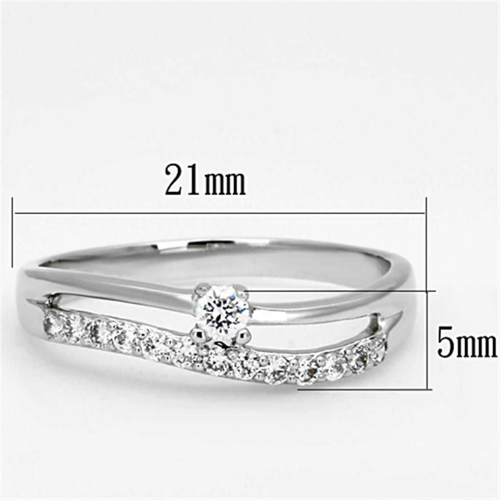 MA3W505 - Rhodium Brass Ring with AAA Grade CZ in Clear