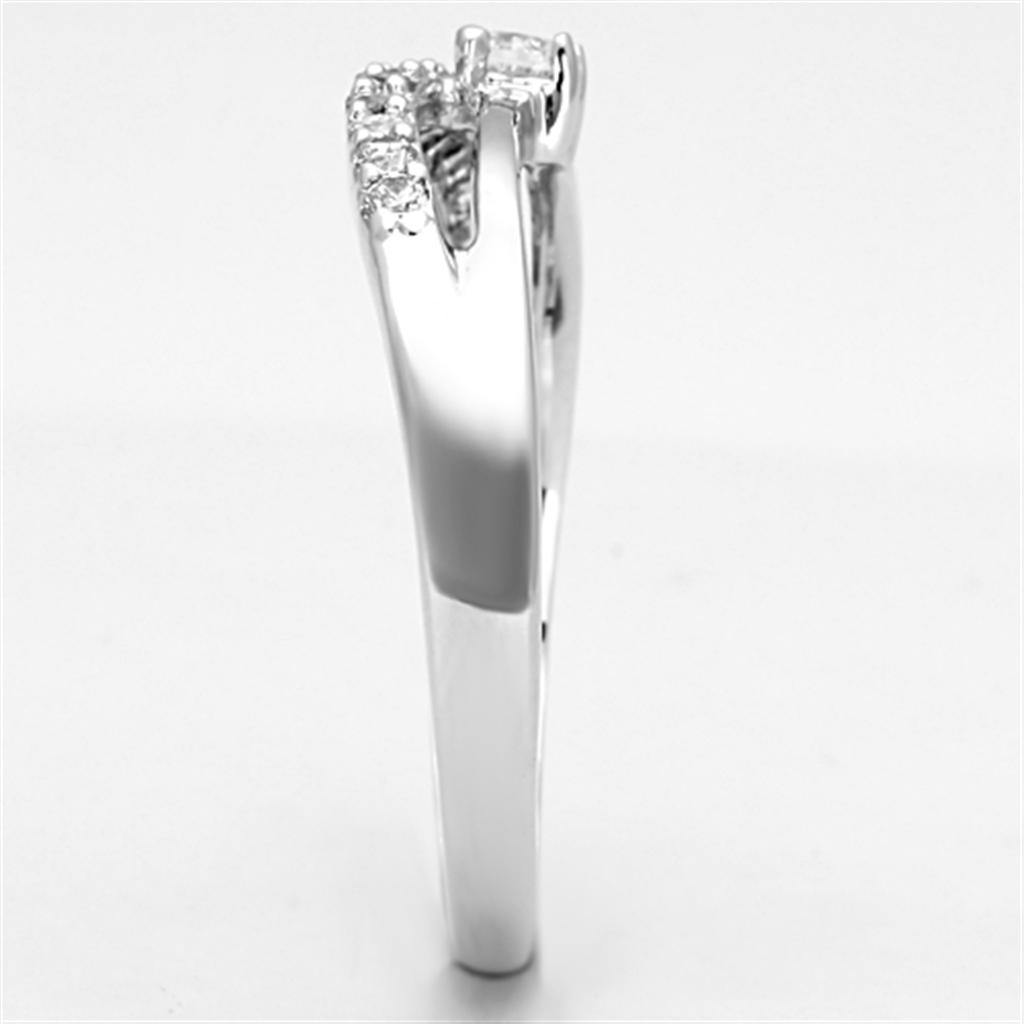 MA3W505 - Rhodium Brass Ring with AAA Grade CZ in Clear