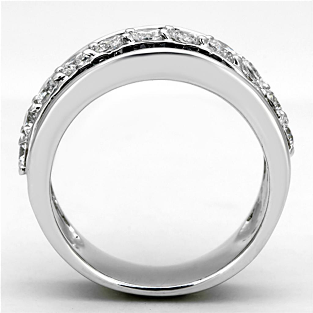 MA3W513 - Rhodium Brass Ring with AAA Grade CZ in Black Diamond