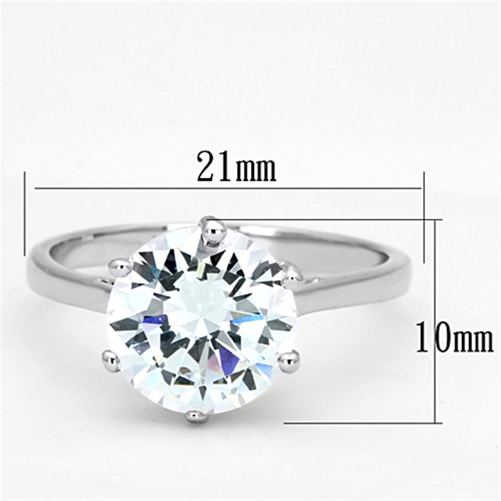 MA3W514 - Rhodium Brass Ring with AAA Grade CZ in Clear