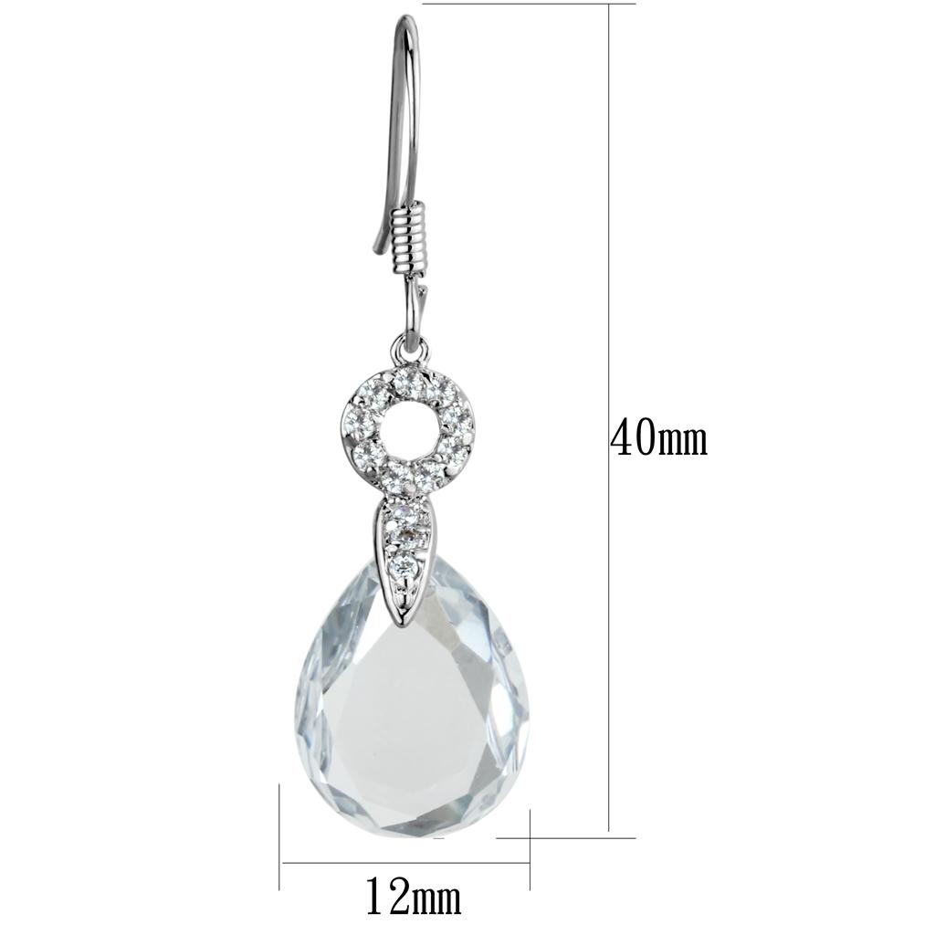 MA3W634 - Rhodium Brass Earrings with AAA Grade CZ in Clear
