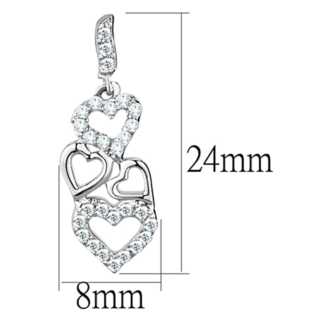 MA3W640 - Rhodium Brass Earrings with AAA Grade CZ in Clear