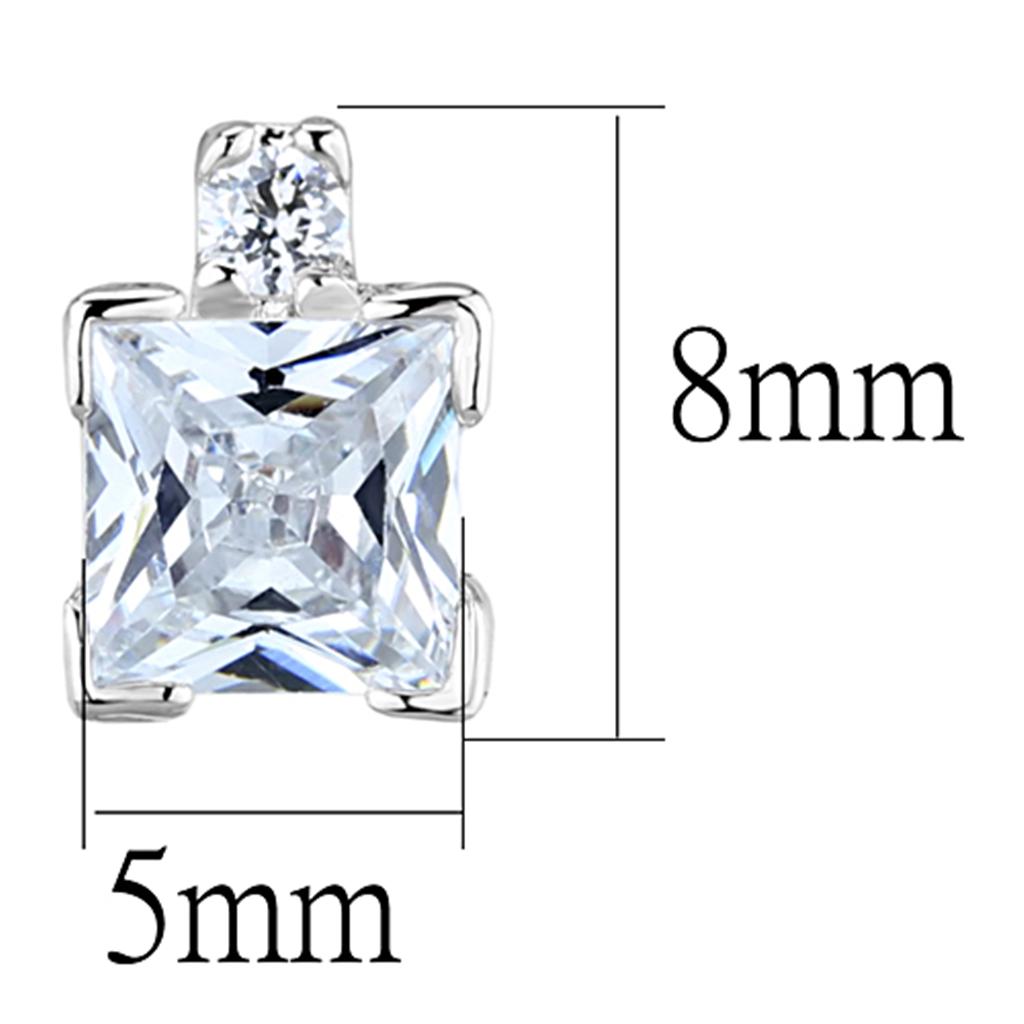 MA3W652 - Rhodium Brass Earrings with AAA Grade CZ in Clear