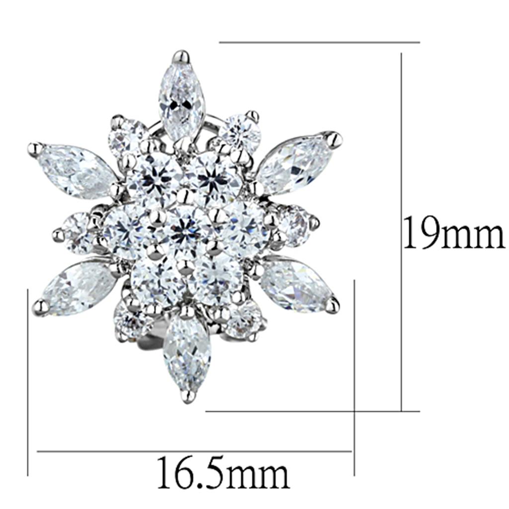 MA3W661 - Rhodium Brass Earrings with AAA Grade CZ in Clear