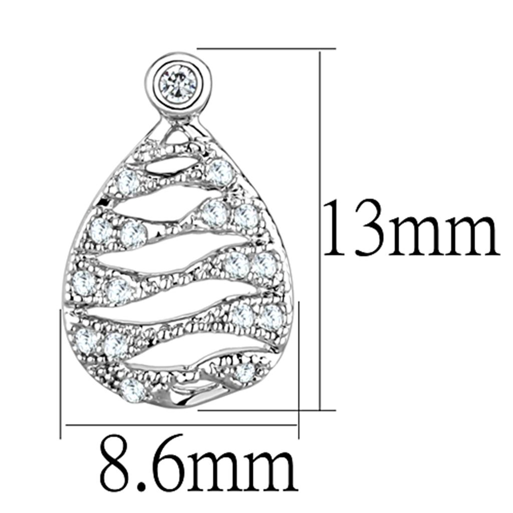MA3W664 - Rhodium Brass Earrings with AAA Grade CZ in Clear