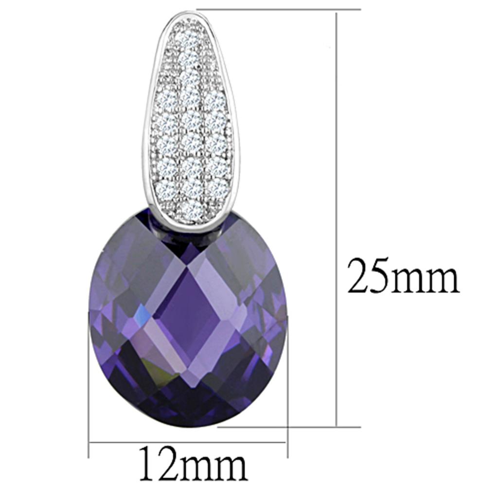 MA3W667 - Rhodium Brass Earrings with AAA Grade CZ in Amethyst
