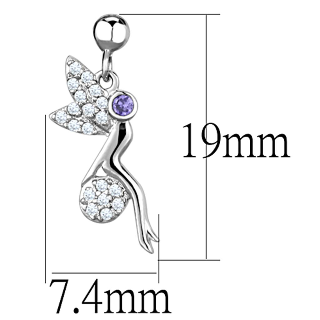 MA3W670 - Rhodium Brass Earrings with AAA Grade CZ in Amethyst