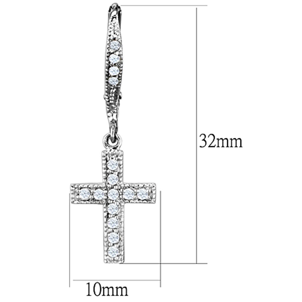 MA3W688 - Rhodium Brass Earrings with AAA Grade CZ in Clear