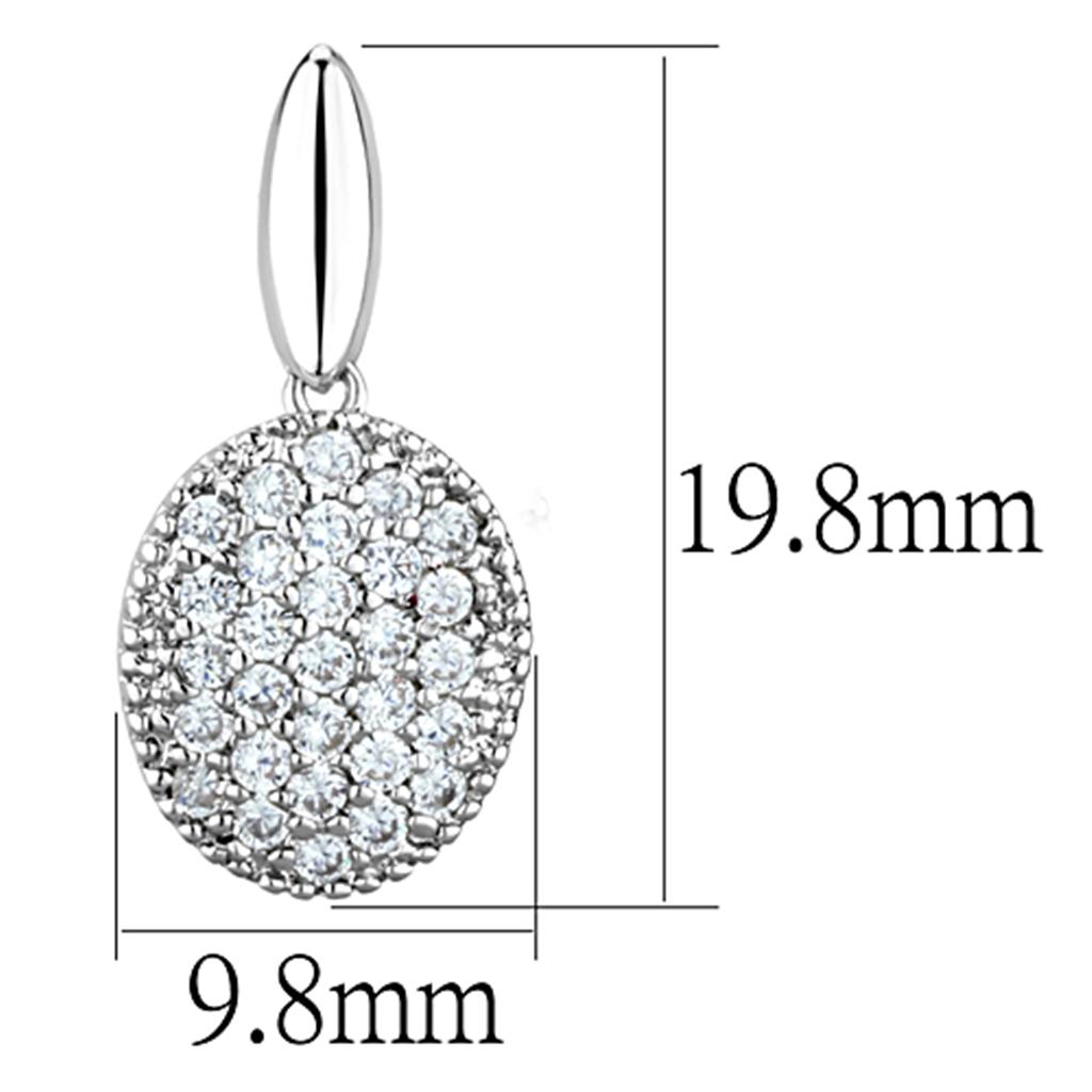 MA3W690 - Rhodium Brass Earrings with AAA Grade CZ in Clear