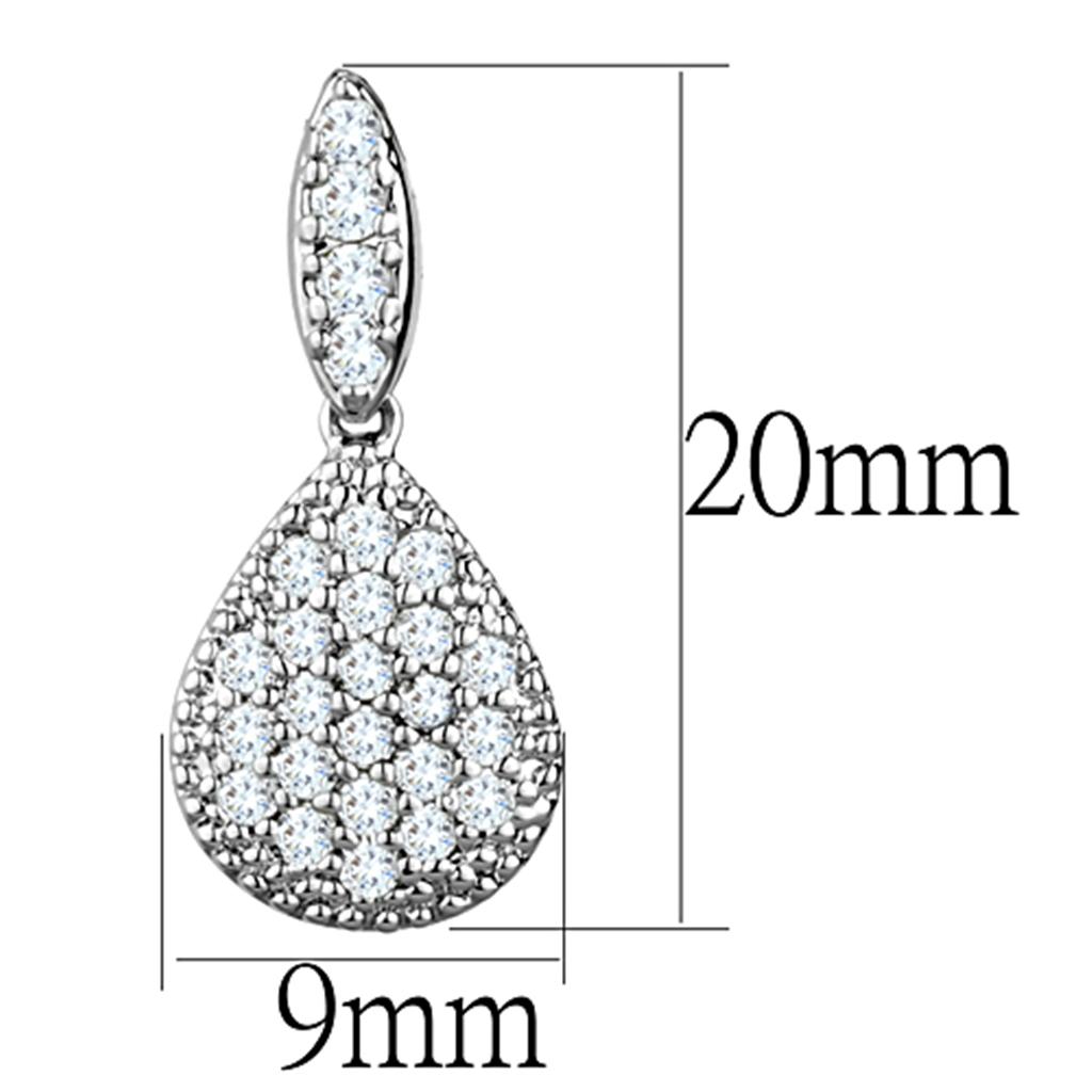 MA3W696 - Rhodium Brass Earrings with AAA Grade CZ in Clear