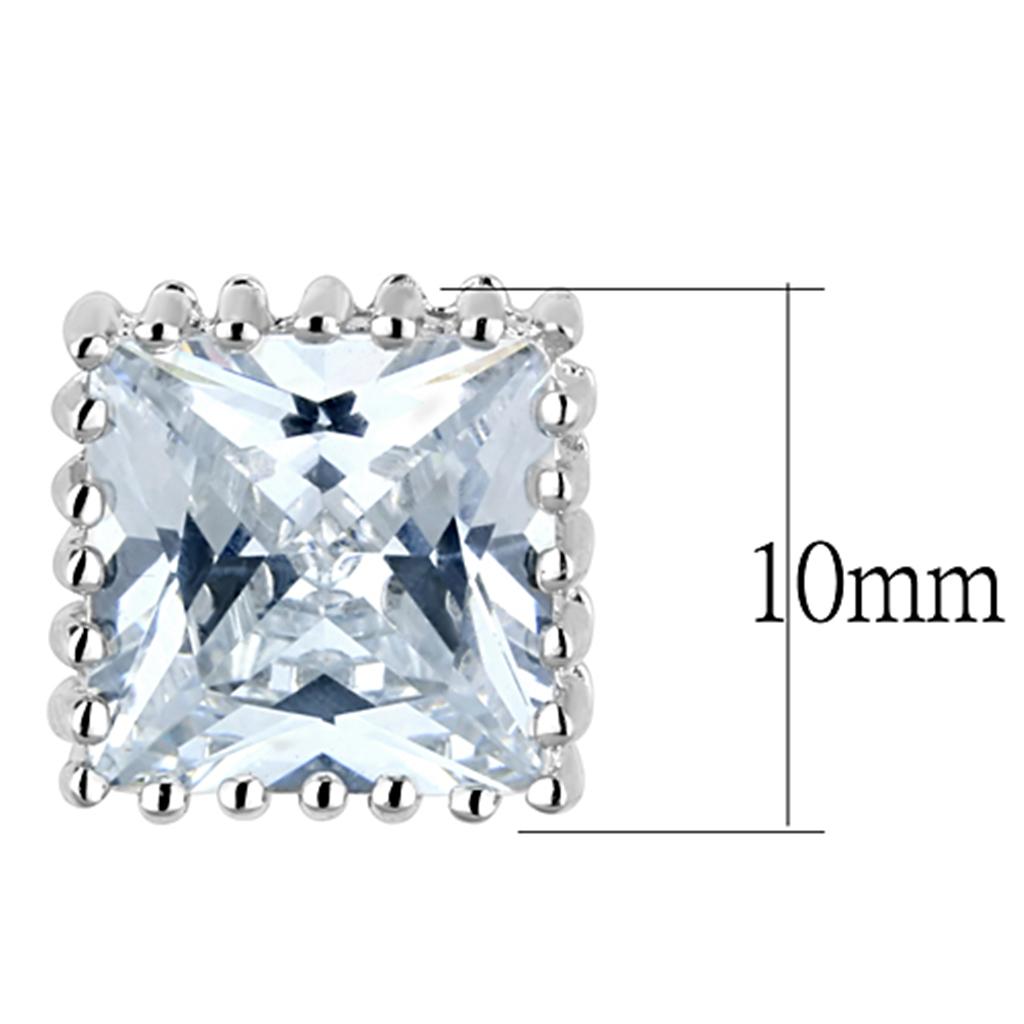 MA3W700 - Rhodium Brass Earrings with AAA Grade CZ in Clear