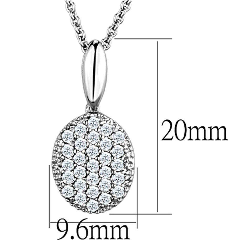MA3W716 - Rhodium Brass Chain Pendant with AAA Grade CZ in Clear