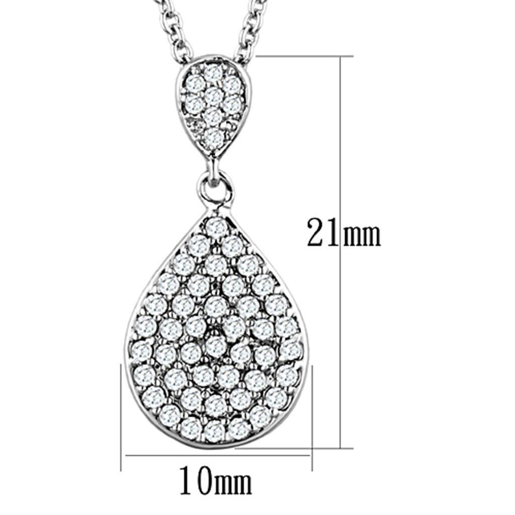 MA3W720 - Rhodium Brass Necklace with AAA Grade CZ in Clear